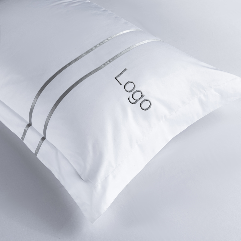 Set de lenjerie de pat hotel din satin de bumbac 60*40s Logo brodat Set de lenjerie de pat hotel din satin de bumbac 60*40s Logo brodat