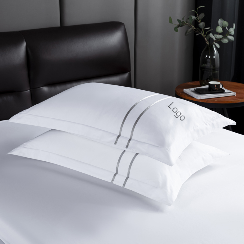 Set de lenjerie de pat hotel din satin de bumbac 60*40s Logo brodat Set de lenjerie de pat hotel din satin de bumbac 60*40s Logo brodat