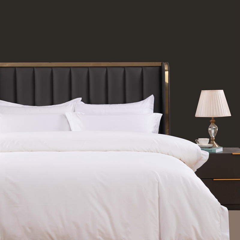 Set lenjerie de pat hotel 6080S 400TC 100% bumbac satinat alb simplu Set lenjerie de pat hotel 6080S 400TC 100% bumbac satinat alb simplu