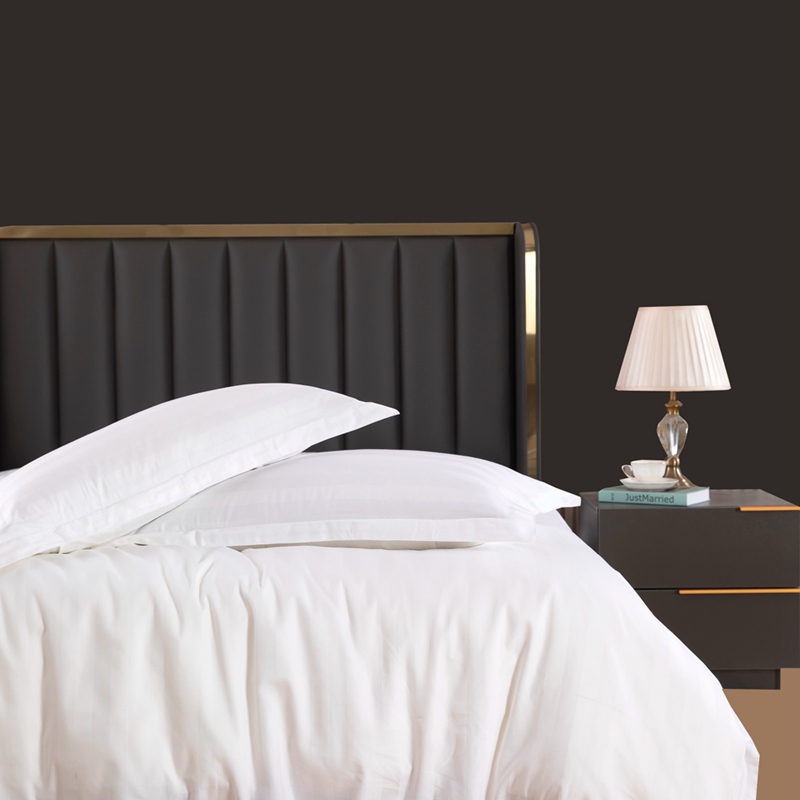 Set lenjerie de pat hotel 6080S 400TC 100% bumbac satinat alb simplu Set lenjerie de pat hotel 6080S 400TC 100% bumbac satinat alb simplu