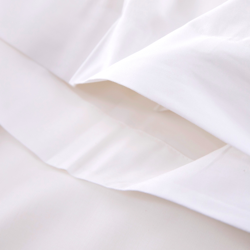 Set lenjerie de pat hotel 6080S 400TC 100% bumbac satinat alb simplu Set lenjerie de pat hotel 6080S 400TC 100% bumbac satinat alb simplu