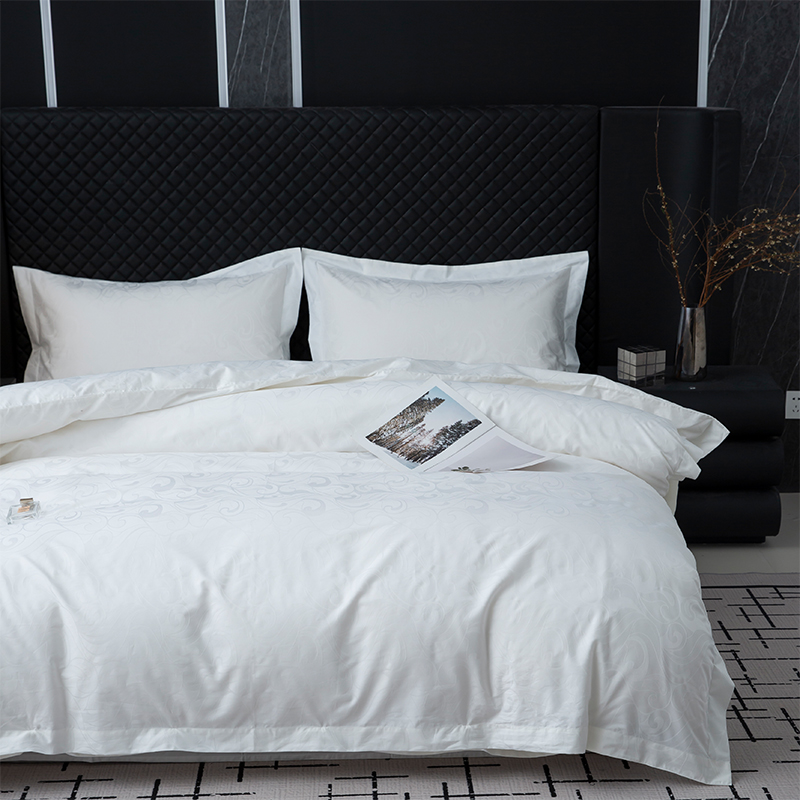 Nou set de lenjerie de pat pentru dormitor, jacquard, 100% bumbac, satinat, alb Nou set de lenjerie de pat pentru dormitor, jacquard, 100% bumbac, satinat, alb