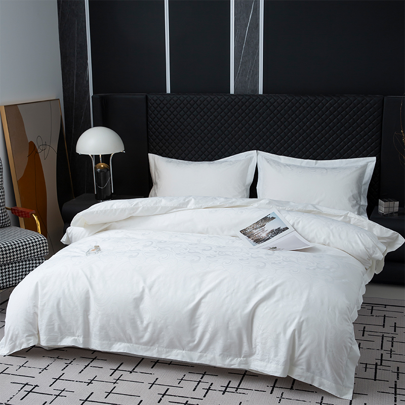 Nou set de lenjerie de pat pentru dormitor, jacquard, 100% bumbac, satinat, alb Nou set de lenjerie de pat pentru dormitor, jacquard, 100% bumbac, satinat, alb