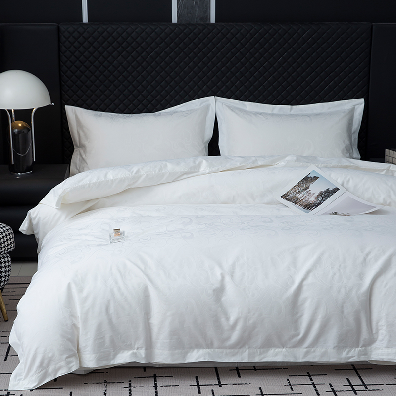 Nou set de lenjerie de pat pentru dormitor, jacquard, 100% bumbac, satinat, alb Nou set de lenjerie de pat pentru dormitor, jacquard, 100% bumbac, satinat, alb