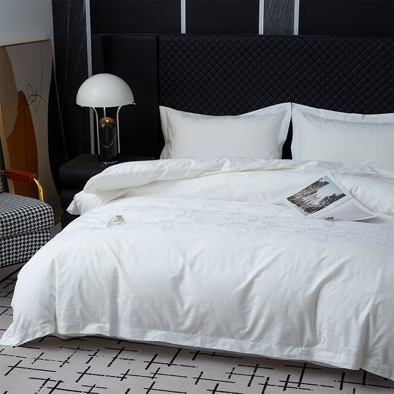 Nou set de lenjerie de pat pentru dormitor, jacquard, 100% bumbac, satinat, alb Nou set de lenjerie de pat pentru dormitor, jacquard, 100% bumbac, satinat, alb