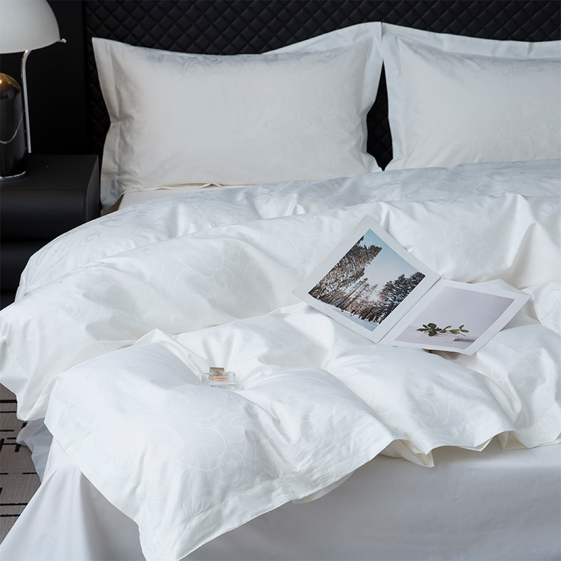 Nou set de lenjerie de pat pentru dormitor, jacquard, 100% bumbac, satinat, alb Nou set de lenjerie de pat pentru dormitor, jacquard, 100% bumbac, satinat, alb