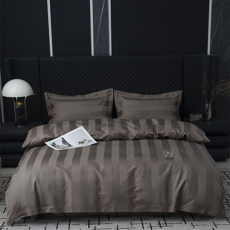 Set de lenjerie de pat din satin de bumbac cu dungi de 7 cm