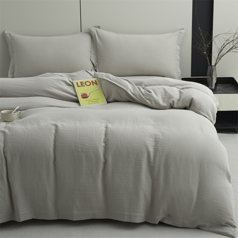 Set de lenjerie de pat super moale din tifon cu straturi duble, 100% bumbac Set de lenjerie de pat super moale din tifon cu straturi duble, 100% bumbac