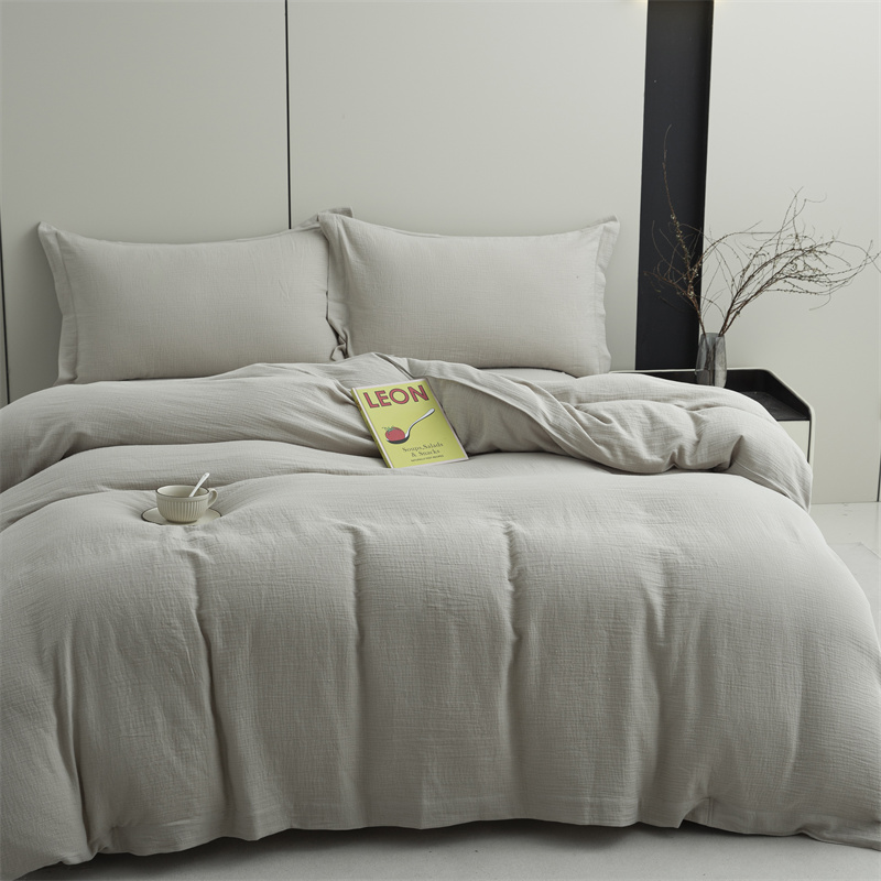 Set de lenjerie de pat super moale din tifon cu straturi duble, 100% bumbac Set de lenjerie de pat super moale din tifon cu straturi duble, 100% bumbac