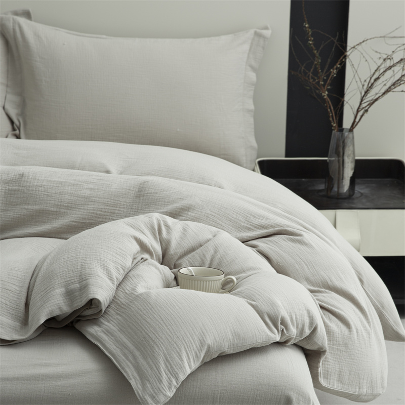 Set de lenjerie de pat super moale din tifon cu straturi duble, 100% bumbac Set de lenjerie de pat super moale din tifon cu straturi duble, 100% bumbac