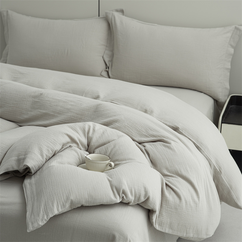 Set de lenjerie de pat super moale din tifon cu straturi duble, 100% bumbac Set de lenjerie de pat super moale din tifon cu straturi duble, 100% bumbac