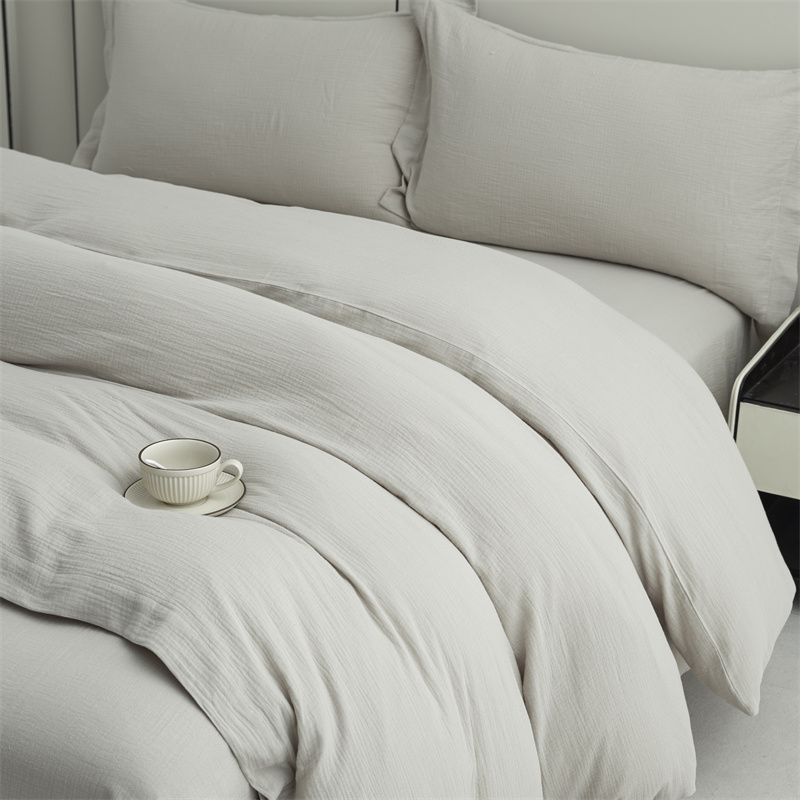 Set de lenjerie de pat super moale din tifon cu straturi duble, 100% bumbac Set de lenjerie de pat super moale din tifon cu straturi duble, 100% bumbac