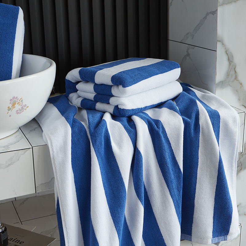 Prosop de plajă cu dungi albastre vopsite în fire Prosop de piscină